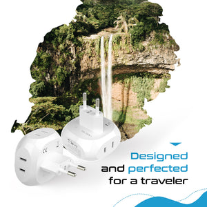 European Travel Plug Adapter - 4 in 1 - Ultra Compact - Light Weight (PT-9C) - TRAPSKI