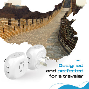 Australia, New Zealand, China Travel Plug Adapter - 4 in 1 - Ultra Compact - Light Weight (PT-16) - TRAPSKI