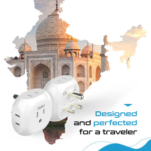 India, Pakistan Travel Plug Adapter - 4 in 1 - Ultra Compact - Light Weight (PT-10) - TRAPSKI