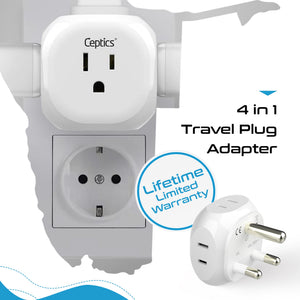South Africa Travel Adapter Set - 4 in 1 - Ultra Compact - Light Weight (PT-7-10L-4PK) - TRAPSKI