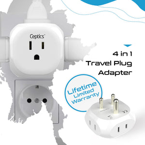 India, Pakistan Travel Plug Adapter - 4 in 1 - Ultra Compact - Light Weight (PT-10) - TRAPSKI