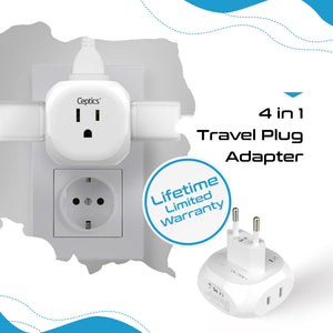 European Travel Plug Adapter - 4 in 1 - Ultra Compact - Light Weight (PT-9C) - TRAPSKI