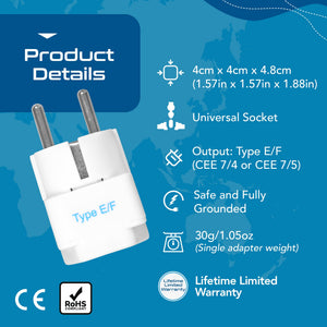 European (Schuko) Travel Adapter - Type E/F - 3 Pack (GP-9) - TRAPSKI