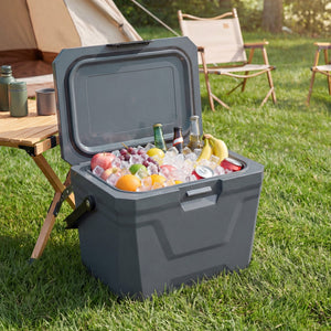 Insulated Portable Cooler Hard Shell Ice Chest with 2 Cup Holders