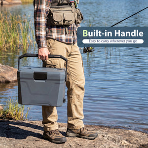 Insulated Portable Cooler Hard Shell Ice Chest with 2 Cup Holders