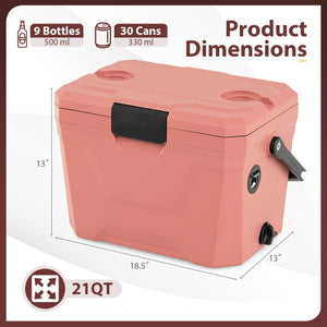 Insulated Portable Cooler Hard Shell Ice Chest with 2 Cup Holders