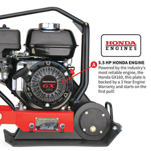 5.5 HP Honda Vibratory Plate Compactor for Soil Compaction Tamper 3 Year Warranty