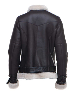 Jaynes Sheepskin Brown Biker Shearling Jacket