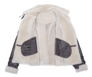 Jaynes Sheepskin Brown Biker Shearling Jacket