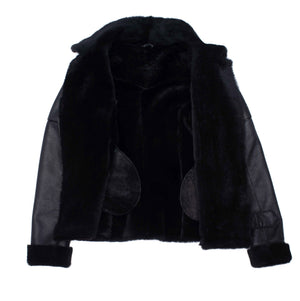Tashas Black Sheepskin Shearling B-3 Bomber Style Jacket