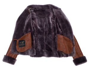 Reynas Tan Sheepskin Shearling B-3 Bomber Style Jacket