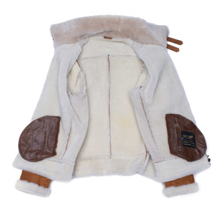 Hagans Tan Aviator Bomber Suede Shearling Jacket