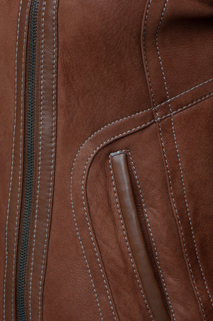 Reynas Tan Sheepskin Shearling B-3 Bomber Style Jacket