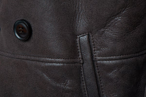 Jozefs 3/4 Length Brown Shearling Buttoned Coat