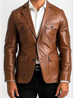 John Brown Premium Leather Blazer for Men