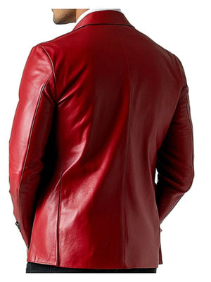 Jude Men's Bright Red Leather Blazer