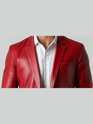 Jude Men's Bright Red Leather Blazer