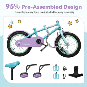 Kids Bike with Adjustable Handlebar and Saddle Purple