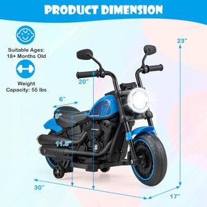 Kids Electric Motorcycle with Training Wheels and LED Headlights