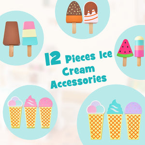 Kids Ice Cream Cart Playset with Display Rack and Accessories