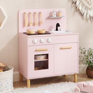 Kids Kitchen Playset with Cooking Accessories and Storage