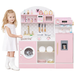 Kids Kitchen Set Wooden with Coffee Makers and Accessories