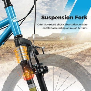 Kids Mountain Bike 20 24 Inch Child Bicycle for Boys Girls Aged 8+ Years Old Blue