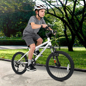 Kids Mountain Bike 20 24 Inch Child Bicycle for Boys Girls Aged 8+ Years Old White