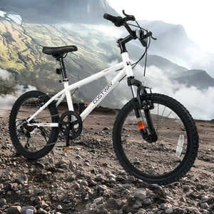 Kids Mountain Bike 20 24 Inch Child Bicycle for Boys Girls Aged 8+ Years Old White