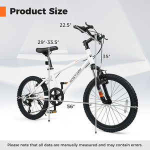 Kids Mountain Bike 20 24 Inch Child Bicycle for Boys Girls Aged 8+ Years Old White