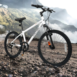 Kids Mountain Bike 20 24 Inch Child Bicycle for Boys Girls Aged 8+ Years Old White