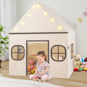Kids Play Tent Large Playhouse with Door Curtain and Windows Star Lights