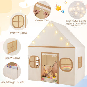 Kids Play Tent Large Playhouse with Door Curtain and Windows Star Lights