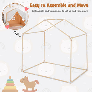 Kid's Play Tent with Washable Cotton Mat and Flag Banner