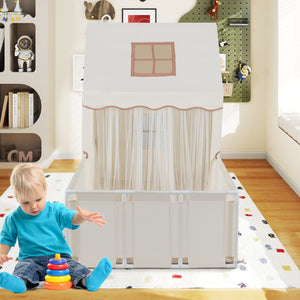 Kids Play Tent with Playpen 2-in-1 Toddler Playhouse with Yard