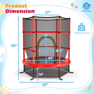 55 Inch Kids Recreational Trampoline Bouncing Jumping Mat with Enclosure Net