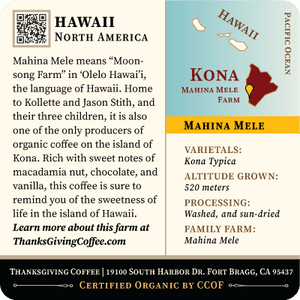 Kona - Mahina Mele, Light Roast