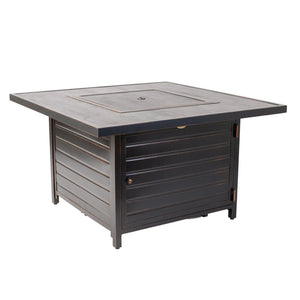 Langhorne 40" Square Woodgrain Aluminum Convertible Gas Fire Pit Table