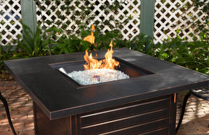 Langhorne 40" Square Woodgrain Aluminum Convertible Gas Fire Pit Table