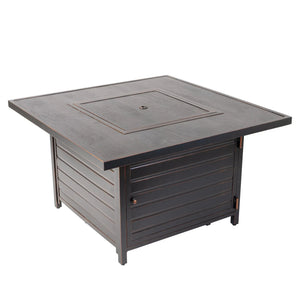 Langhorne 40" Square Woodgrain Aluminum Convertible Gas Fire Pit Table