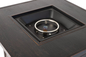 Langhorne 40" Square Woodgrain Aluminum Convertible Gas Fire Pit Table