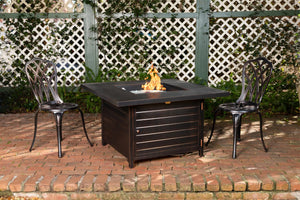 Langhorne 40" Square Woodgrain Aluminum Convertible Gas Fire Pit Table