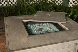 Langhorne 40" Square Woodgrain Aluminum Convertible Gas Fire Pit Table in Barnwood
