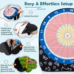Large Dart Board for Kids with 4 Kick Balls