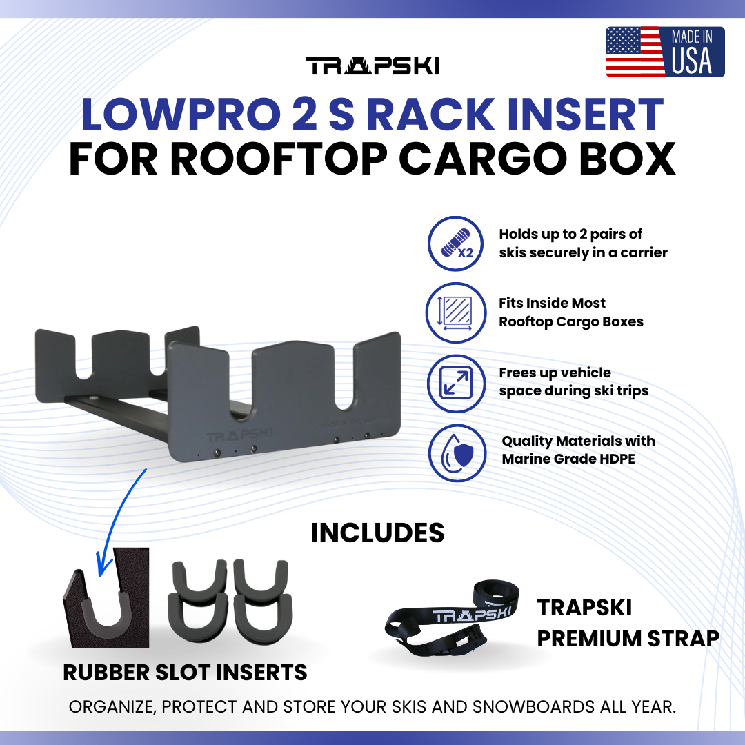 TRAPSKI LowPro 2 S Ski and Snowboard Rack Insert for Rooftop Cargo Box