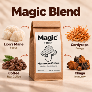 MAGIC™ Focus+ (Max Strength)- Real Coffee with Lions Mane, Cordyceps, and Chaga