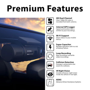 Open Box! Rexing V3 Dual Camera Front and Inside Cabin Full HD 1080p with WiFi and Built-in GPS