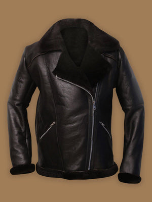 Men’s Dark Brown Shearling Bomber Aviator Jacket