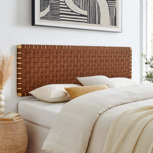 Sparta Weave Wall-Mount Vegan Leather King Headboard