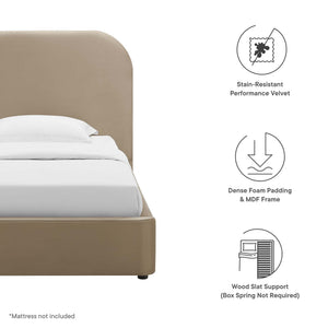 Keynote Performance Velvet Curved Twin Platform Bed by Modway